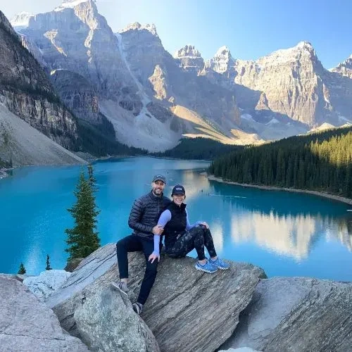 Scenic family photo collage featuring outdoor landscapes