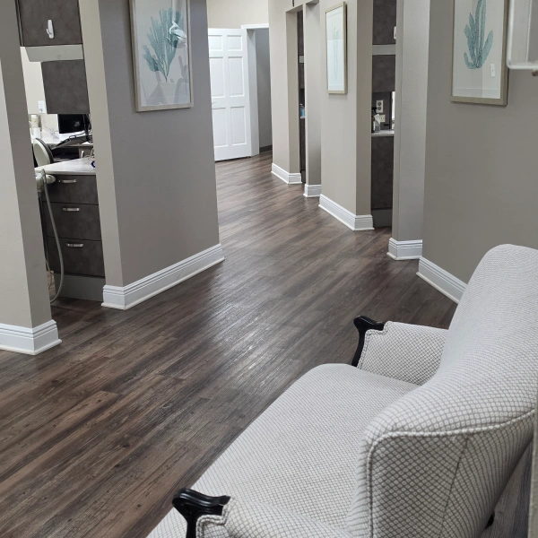Modern dental office hallway and treatment area